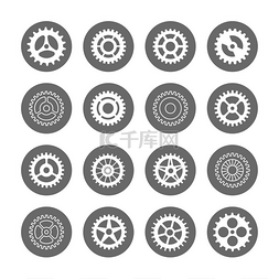 力学图片_在圆圈中设置的齿轮图标。