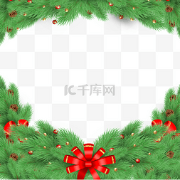 挂件设计图片_圣诞节绿色松枝边框标签装饰