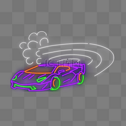霓虹光效紫色跑车