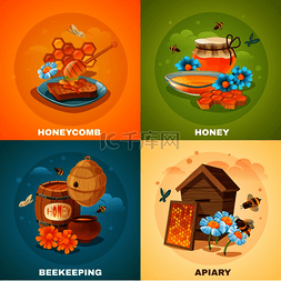 养蜂蜜图片_蜂蜜设计理念与蜜蜂和鲜花、蜂窝