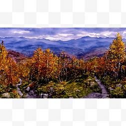 户外风景素材图片_秋天的山间小路