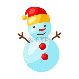 卡通圣诞节帽子图片_有趣的雪人的例证。