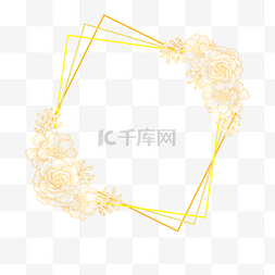 金线花卉婚礼花朵金色边框