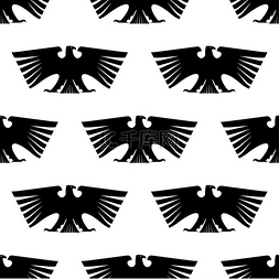 展开阅读的翅膀图片_黑色轮廓的帝国鹰的无缝图案长翅