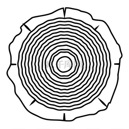 黑色树木纹理图片_切割树木环树干木质纹理图标轮廓