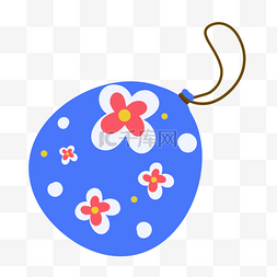 白蓝色卡通背景图片_红白花朵图案日本夏日祭水風船