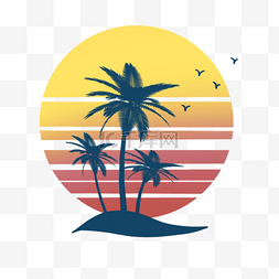 t恤创意印花图案图片_夏季棕榈树剪影艺术装饰