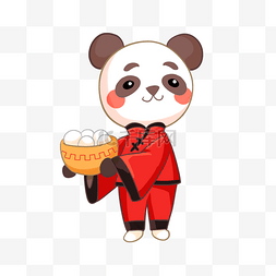 新年元宵节吃汤圆熊猫国宝春节