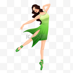 跳舞的绿裙子女孩