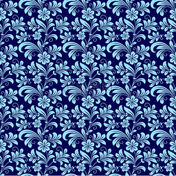 花的漩涡图案图片_无缝大胆的蓝色花卉图案图案适合