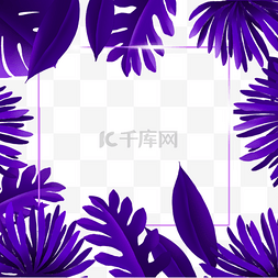 霓虹植物图片_蓝紫色霓虹植物边框