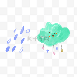 雨滴创意图片_云朵雨滴黄色蓝色可爱图案
