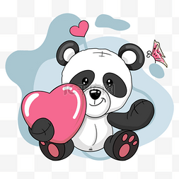 动物生育图片_心向量可爱熊猫
