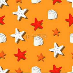 沙滩上的星星图片_彩色水生海洋贝类和珊瑚星星孤立