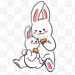 母子兔子图片_中秋中秋节母子玉兔吃月饼表情包