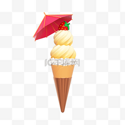 小雪糕图片_3DC4D立体小雨伞冰淇淋