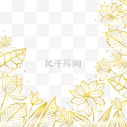 美丽边框线条图片_金色花卉边框美丽的线条花卉