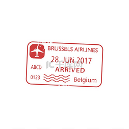 航空公司矢量图片_比利时签证印章被隔离由布鲁塞尔