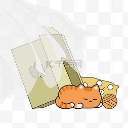手绘免扣可爱卡通睡觉橘猫