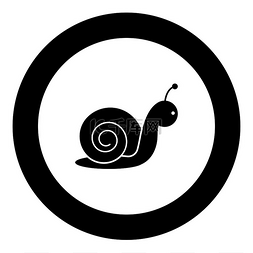 圆形圆形矢量插图中的蜗牛图标黑