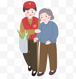 社会图片_志愿者服务帮助老人买菜