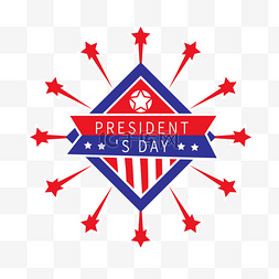 总统日红蓝方形图案