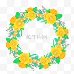 黄色花朵圆环花环花卉