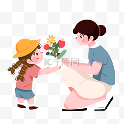 小孩子送花图片_教师节女学生给老师送花人物