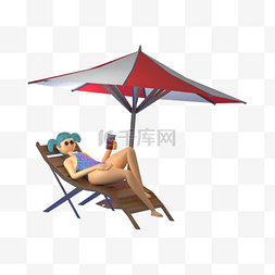 c4d躺椅图片_3D夏天海边度假夏季人物
