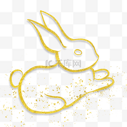 水墨金边金箔金色兔年兔子