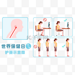 世界保健日图片_世界保健日护颈姿势人物