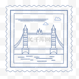 佛桥蓝色风景邮票图片