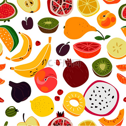 夏天纹理背景图片_水果图案水果无缝印花天然可爱的