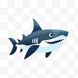 可爱海洋动物图片_卡通海洋动物鲨鱼手绘