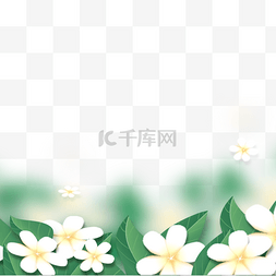 黄色背景清新图片_碧绿树叶和黄花春天光效花卉边框