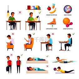 好的睡眠图片_儿童姿势卡通由孤立的概念图像组