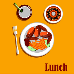 美式快餐午餐菜单元素包括鸡翅、