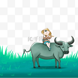 牧童骑牛图片图片_中国风清明节牧童放牛