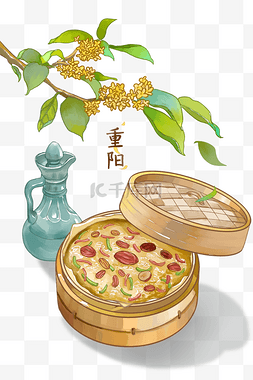 重阳糕插画图片_重阳节美食美酒插画