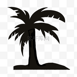 黑白创意黑白画图片_棕榈树剪影线稿图