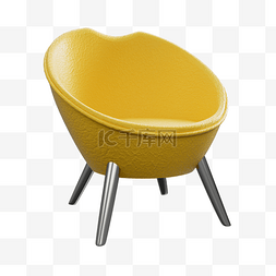 3D家具家居单人黄色椅子