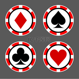 扑克扑克图片_一套赌场筹码。顶部视图。矢量扑
