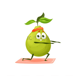 梨或绿色热带番石榴在隔离的健身
