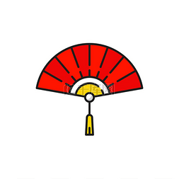 苏维埃标志图片_带流苏的中国扇子从中国彩线图标