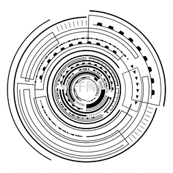 电子科学与技术图片_界面未来派草图，无色海报与圆形