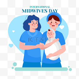 蓝色扁平医疗图片_蓝色扁平风国际助产士日护士和婴
