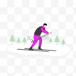 雪地滑雪比赛扁平风格插画