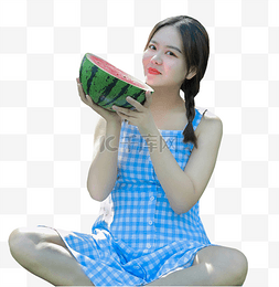 夏季美女吃西瓜