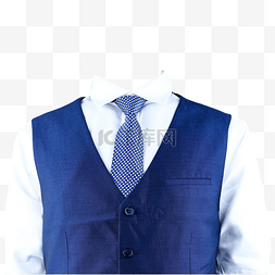 蓝马甲白衬衫摄影图有领带