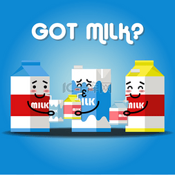 卡通营养早餐图片_牛奶盒喝牛奶 